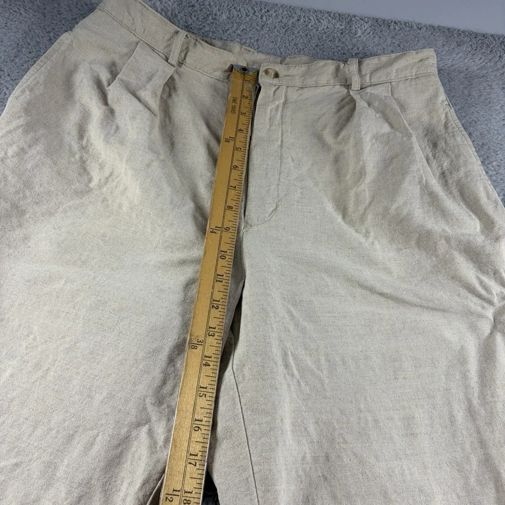 Metropolitan View Pleated Linen Blend Pants Mens 34x30 Ivory Beige Dress Chino